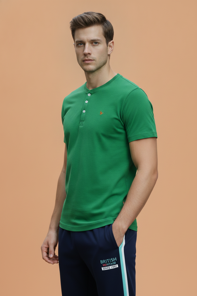 Mens Premium Cotton Half Sleeve Henley T-Shirts