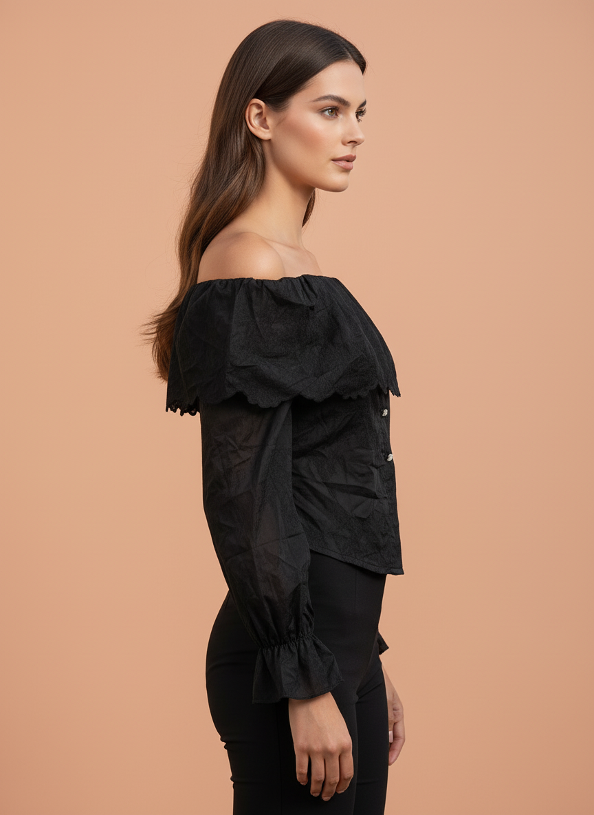 Women’s Black Off Shoulder Lace Top