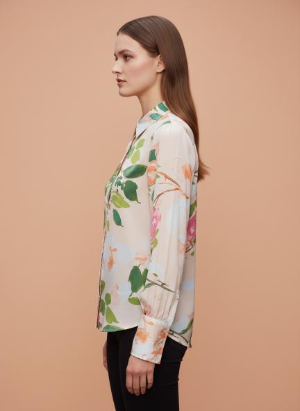 Satin Multicolour Long Length Curved Hem Digital Print Shirt
