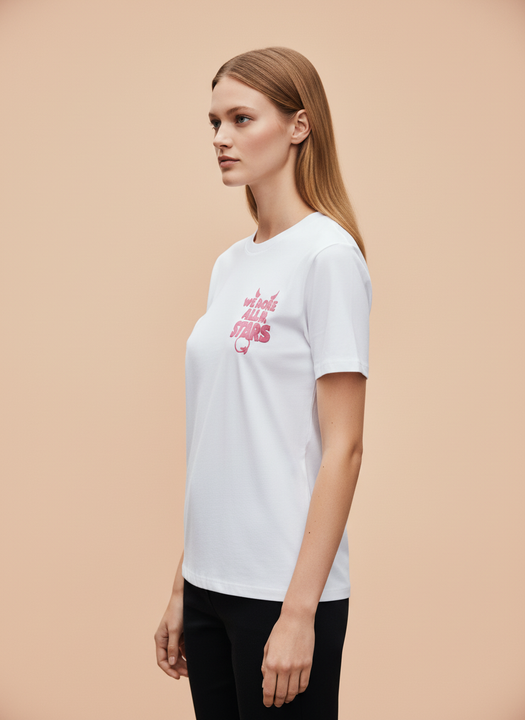 White We More All The Stars Graphic Oversized T-Shirt for Women