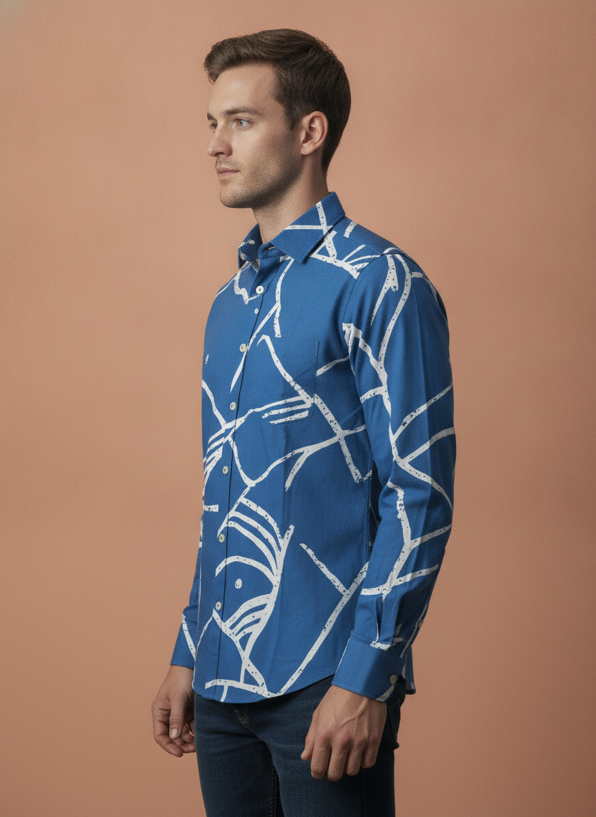 Abstract Printed Premium Shirt For Men'S In Rayon Fabric