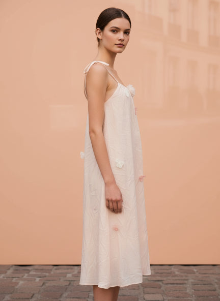 Elegant Floral Embroidered White Maxi Dress