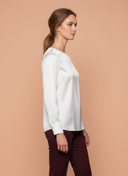 European Satin Bishop Sleeves Top