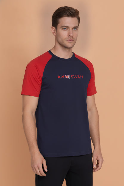 Mens Premium Cotton Printed Raglan Half Sleeve T-Shirts