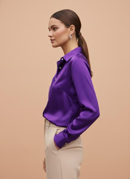 Purple Regular Fit Summer Satin Shirt