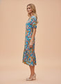 Rayon Printed Puff Sleeve A Line Front Button Maxi Dress