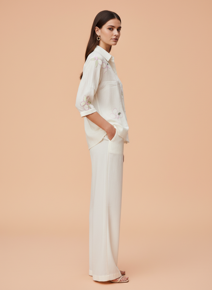 Elegant Off-White Linen Co-Ord Set for Women