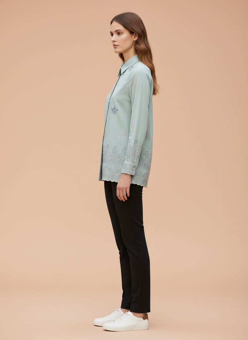 Luxury Embroidered Women’s Long Shirt