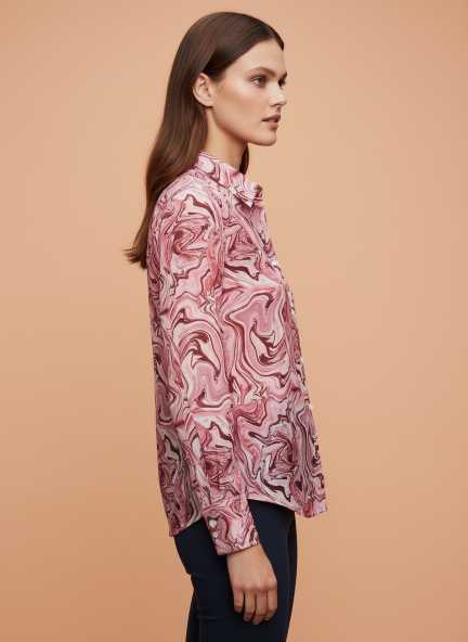 Premium Chiffon Multicolour Long Length Curved Hem Digital Print Shirt