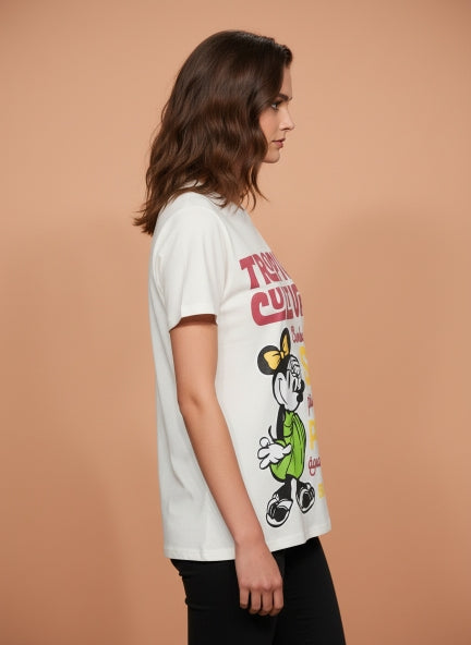 White Tropical Minnie Mouse Oversized T-Shirt