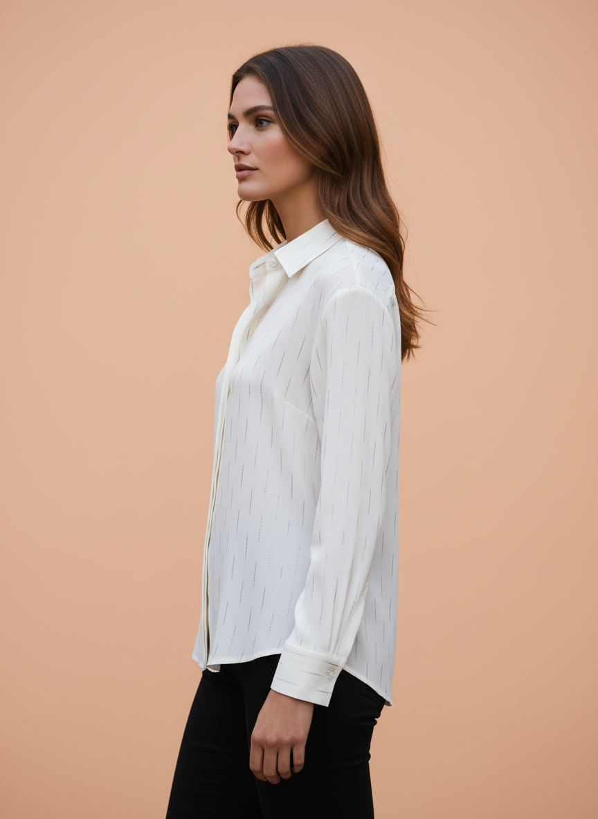 Off White Pinstripe Shirt for Women