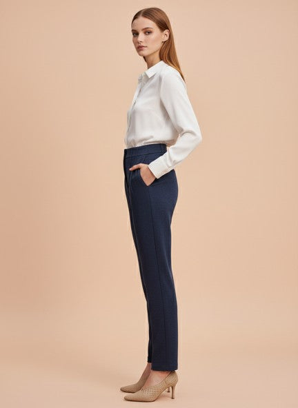 Premium Indigo Knit Multi Pleated Trouser