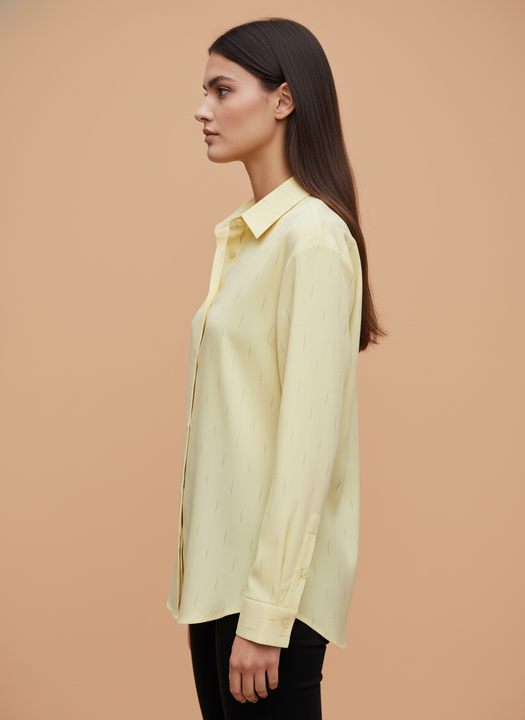 Butter Yellow Striped Formal Shirt for Women