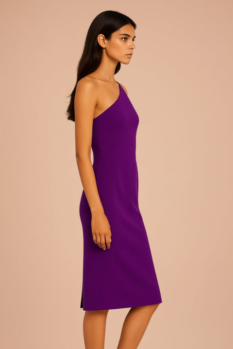 Women’s Luxury European Satin Purple Midi Dress