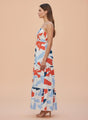 Premium American Crepe Digital Print  Shoulder Strap Maxi Dress With Slash Pocket