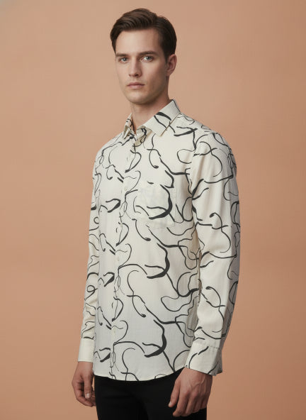 Men'S Premium Rayon Shirt With  Abstract Print