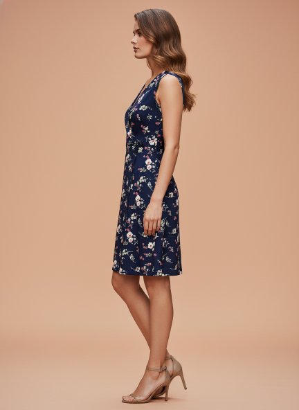 Rayon Printed Fit & Flare A Line Midi Dress