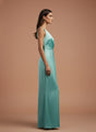 Women's Luxury One-Shoulder European Satin Dress Mint Frost