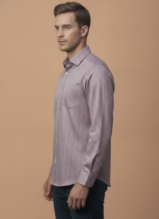Men'S Poly Satin Lycra Purple Digital Printed Shirt