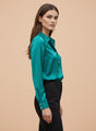 Deep Teal Regular Fit Summer Satin Shirt