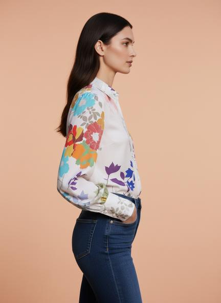 Premium Micro Digital Print Puff Sleeve Shirt