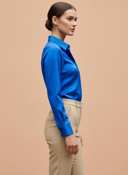 Royal Blue Regular Fit Summer Satin Shirt