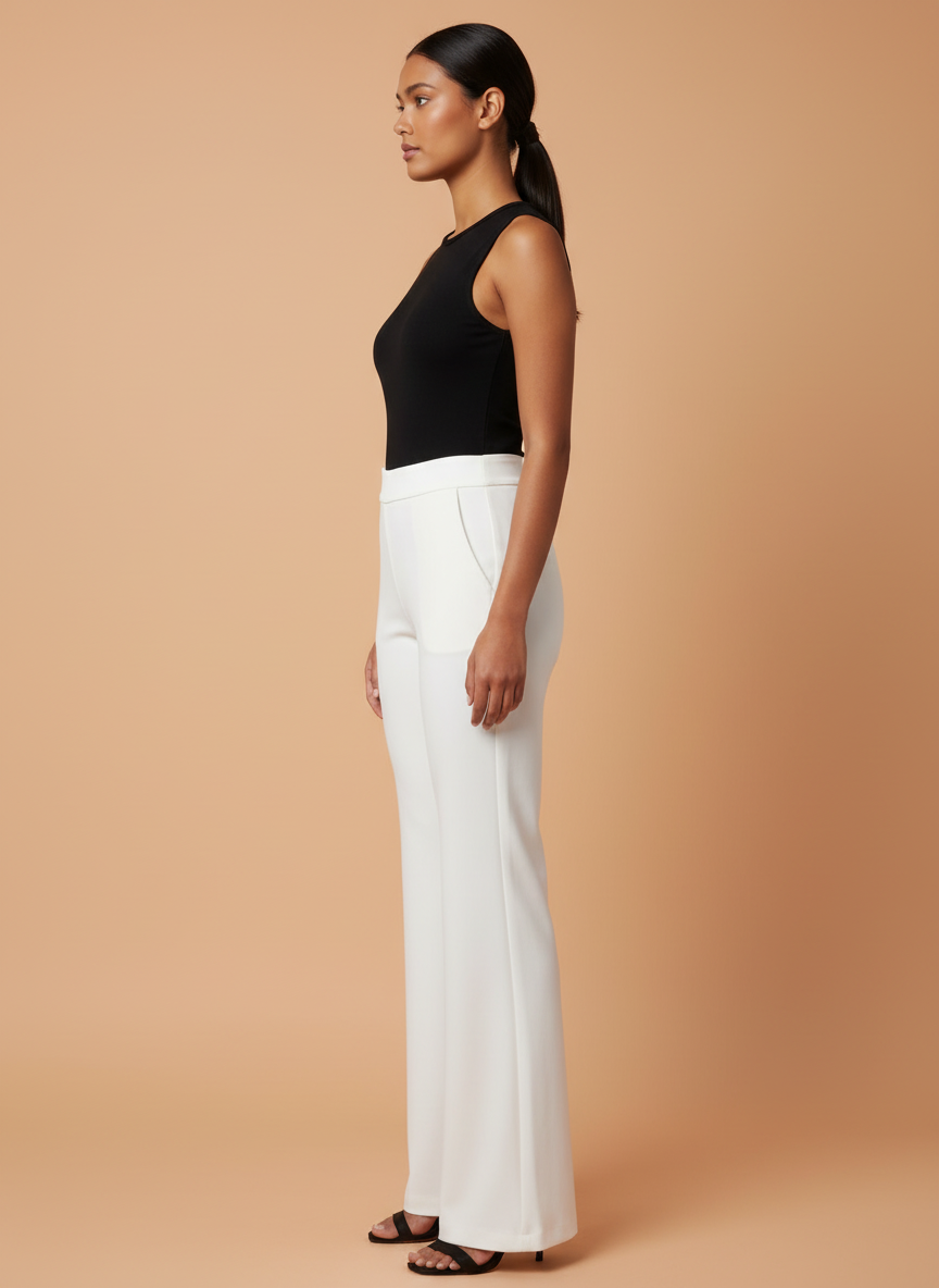 White Flared Trousers for Women