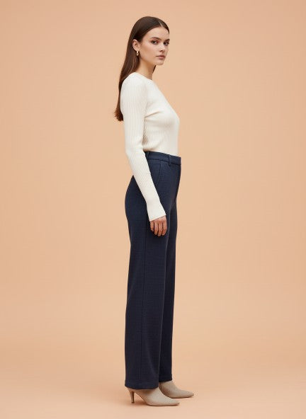 Premium Indigo Knit Straight Fit With Flap Pocket Trouser
