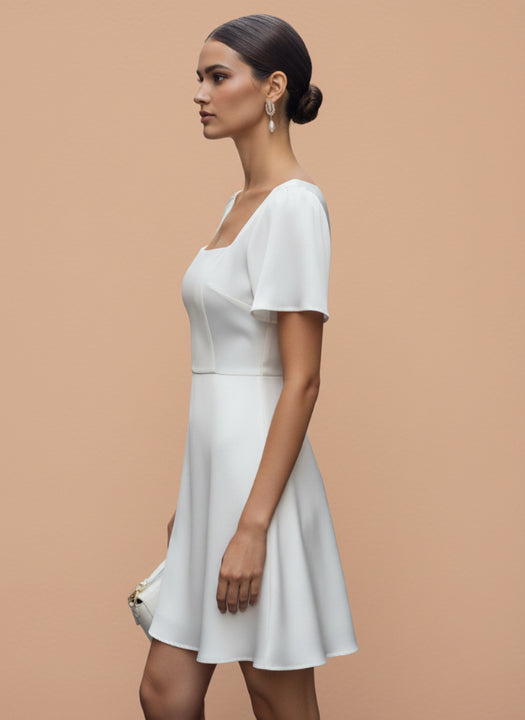 Women’s Luxury European Satin White Midi Dress