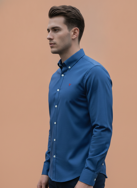 Navy  Shirt With Premium Cotton Lycra