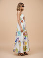 Premium Micro Digital Print  Shoulder Strap Maxi Dress With Slash Pocket
