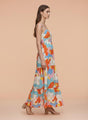Premium Muslin Digital Print  Shoulder Strap Maxi Dress With Slash Pocket