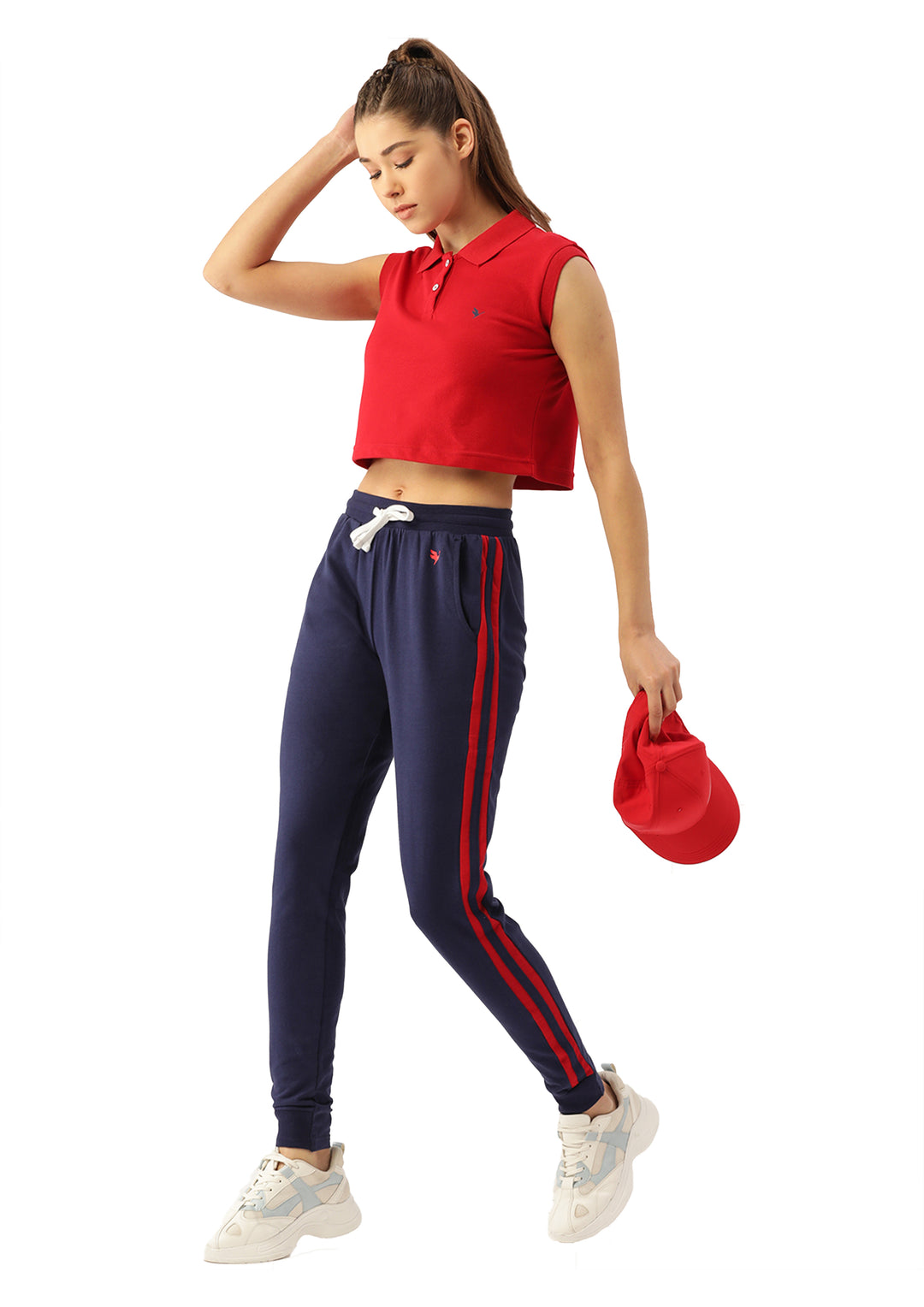 WOMENS COTTON LYCRA SMART FIT SOLID TRACK PANTS