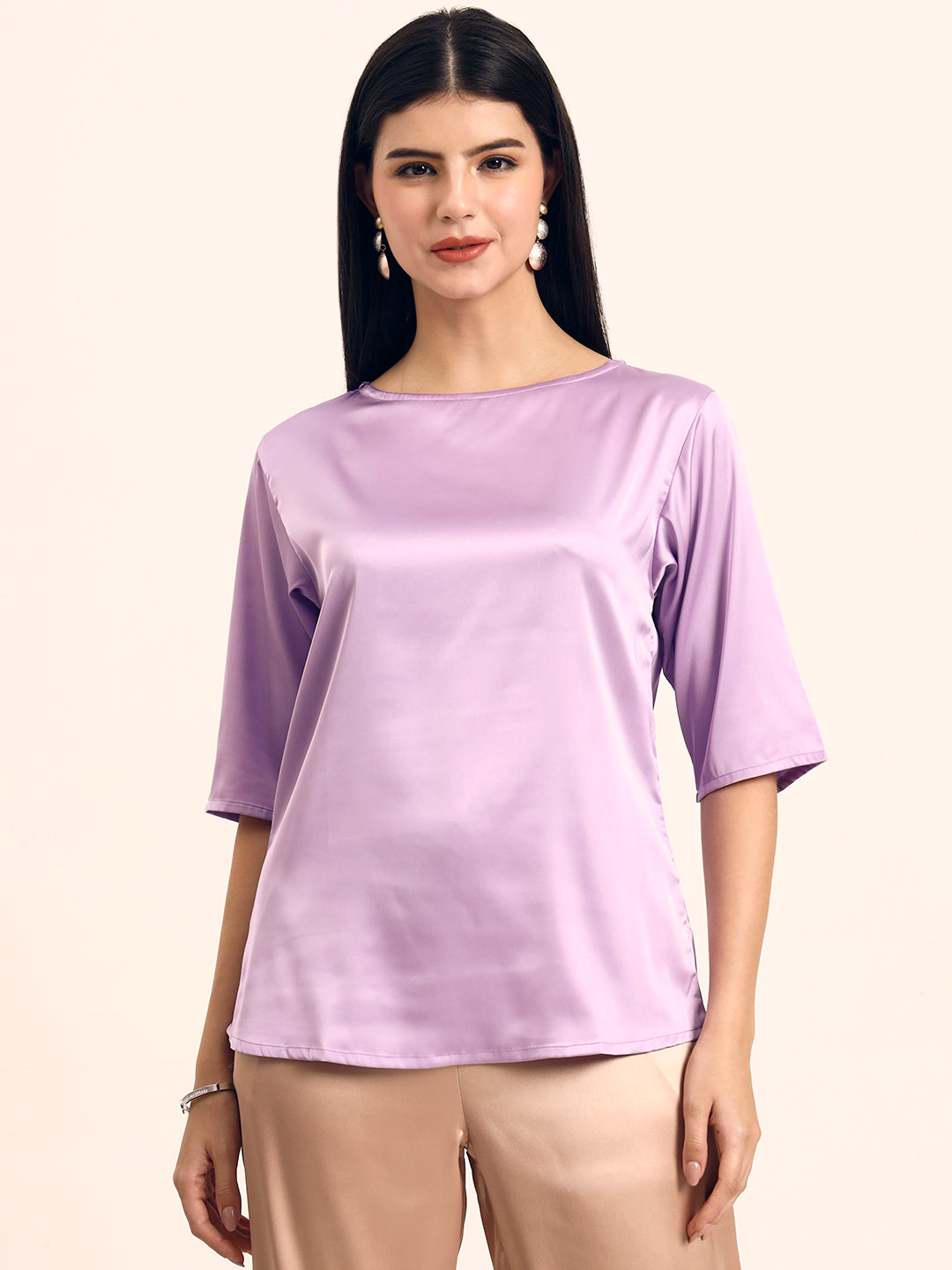 Women's Luxury Elegant Lavender European Satin Top