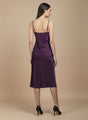 Women’s Luxury Satin Midi Dress Deep Plum Spaghetti Strap