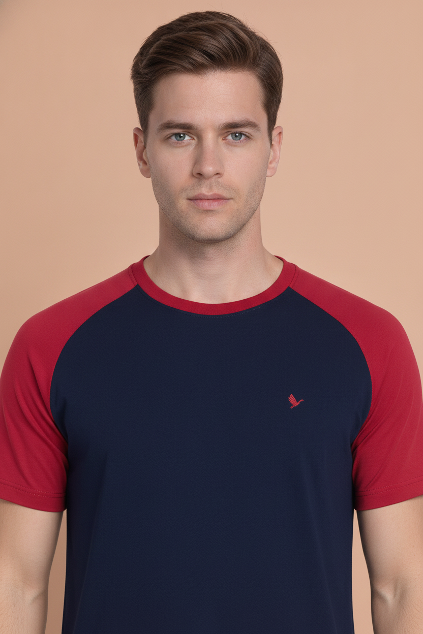 Mens Premium Cotton Raglan Half Sleeve Crew Neck T-Shirts