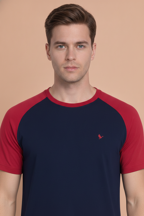 Mens Premium Cotton Raglan Half Sleeve Crew Neck T-Shirts
