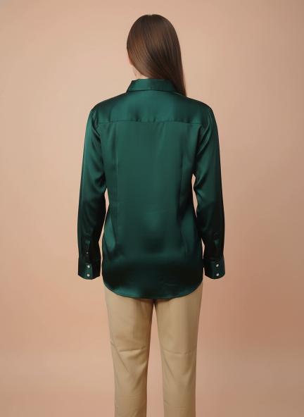 Emerald Green Regular Fit Summer Satin Shirt