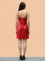 Women’s Luxury European Satin Crimson Red Dress