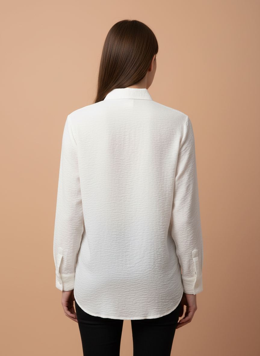 Ivory Elegance Pearl Embellished Designer Shirt