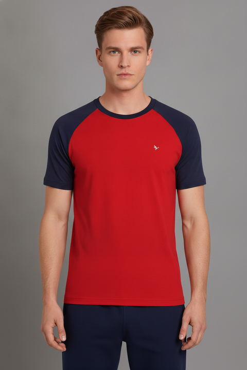 Mens Premium Cotton Raglan Half Sleeve Crew Neck T-Shirts