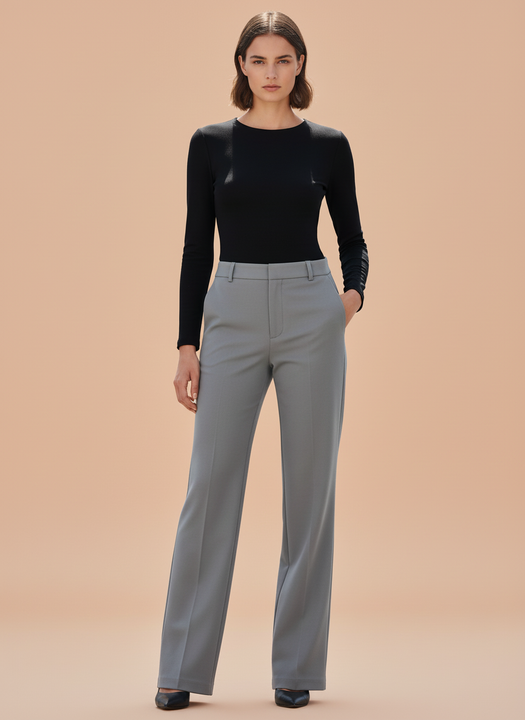 Grey Straight Fit Trousers for Women