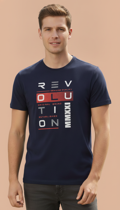 Mens Premium Cotton Lycra Graphic Half Sleeve Crew Neck T-Shirts