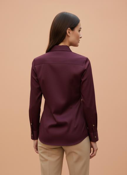 Tailored Fit European Satin Shirt With Pleated Placket