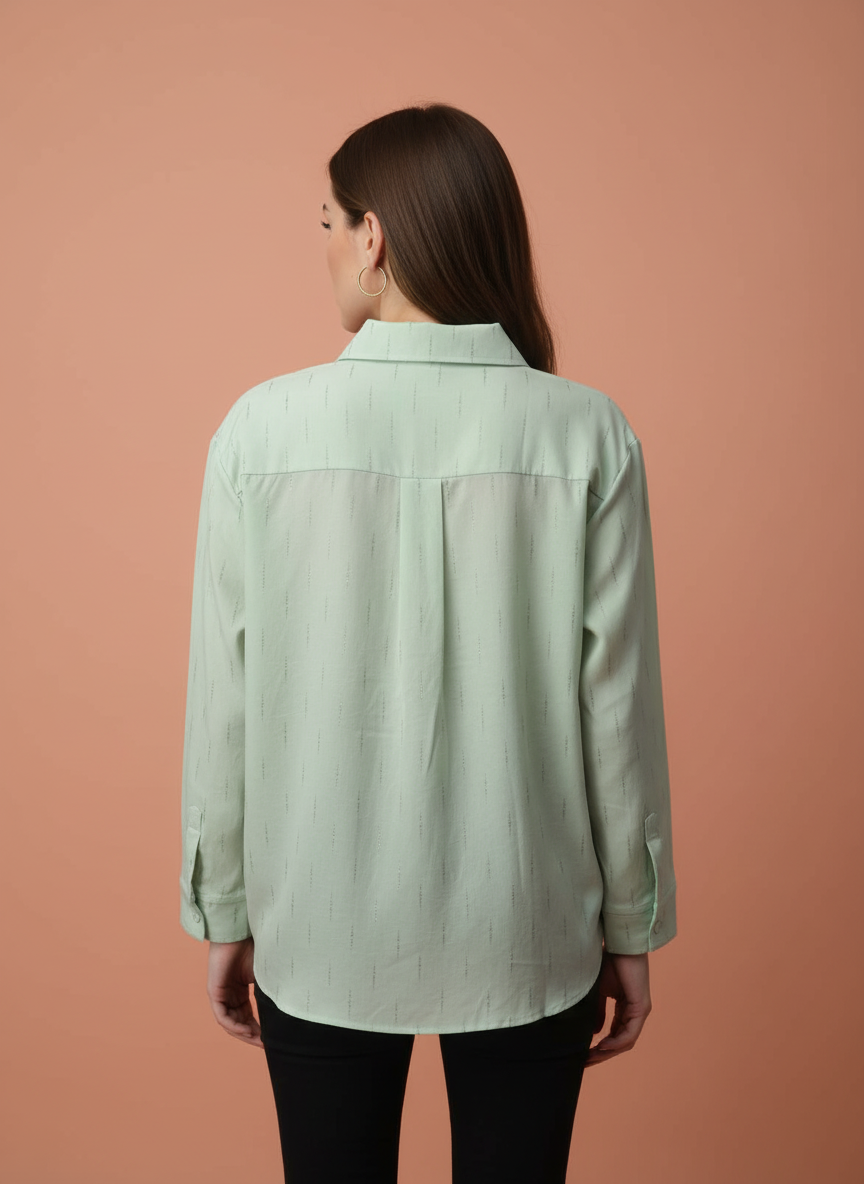 Light Green Striped Shirt for Women