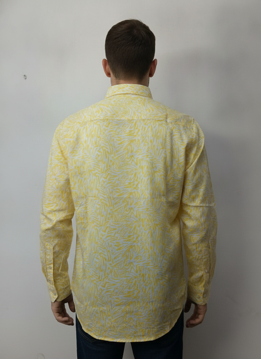Smart Fit Rayon Shirt With Floral Print In Yellow