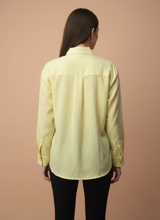 Butter Yellow Striped Formal Shirt for Women