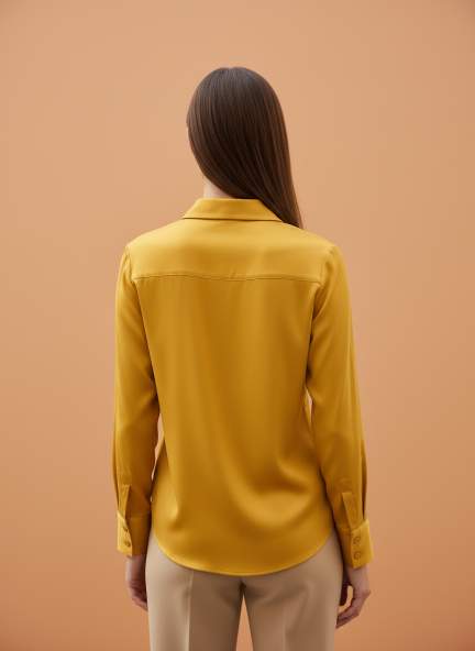 European Satin Spread Collar Shirt