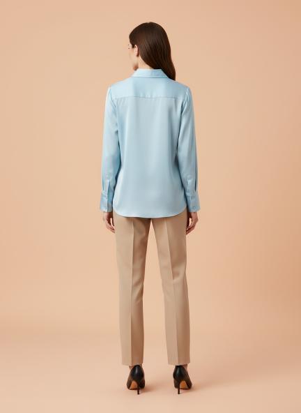 Sky Blue Regular Fit Summer Satin Shirt