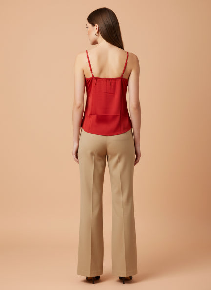 European Satin V-Neck Sleeveless Top